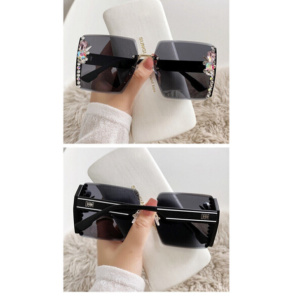 Square Decorative Framed Sunglasses In Black - Picture 2 of 4